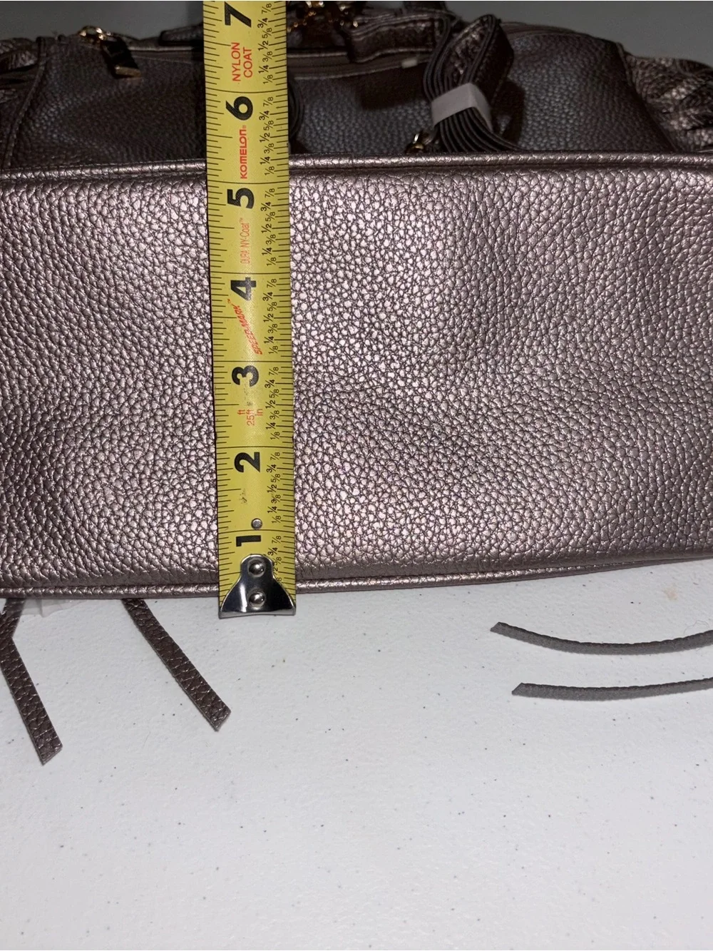 NWT Fringe Moto-Style Metallic Leather Backpack Purse